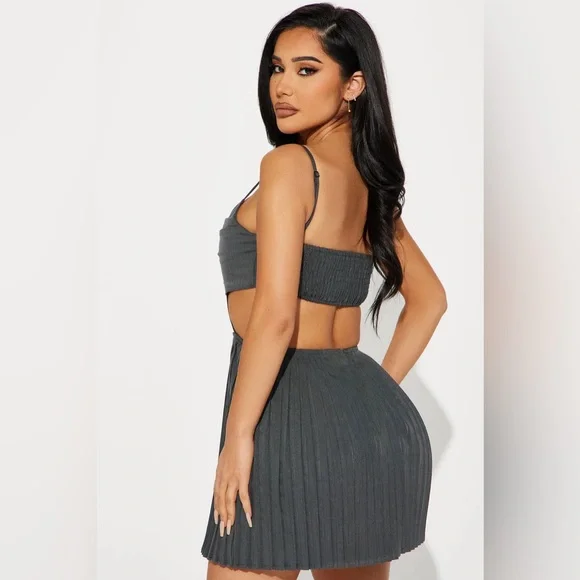 Fashion nova - Serena Twill Mini Dress - Grey - Picture 3 of 4